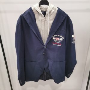 Giacca Desigual tg56 blu finto gilet interno in tuta grigio