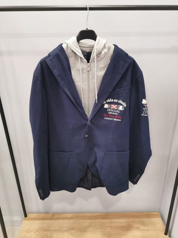 Giacca Desigual tg56 blu finto gilet interno in tuta grigio