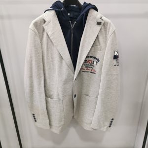 Giacca Desigual tg52 grigio finto gilet interno in tuta blu