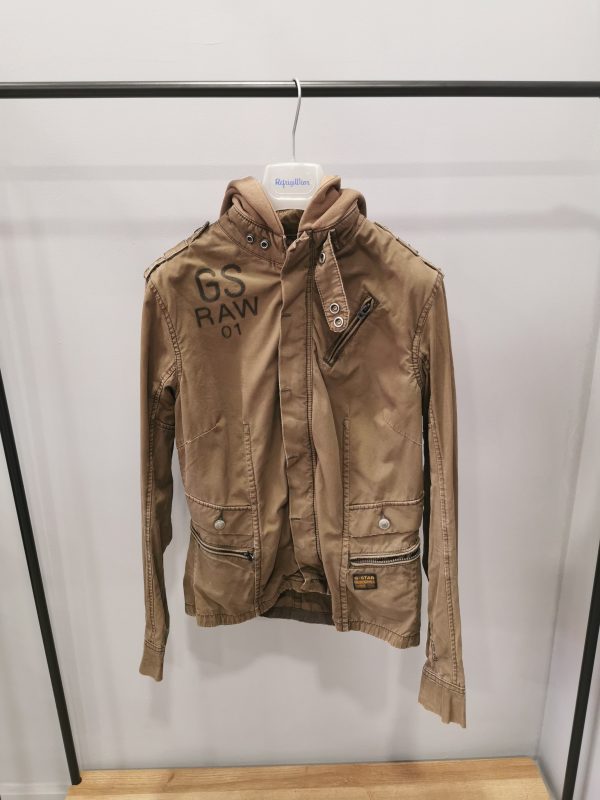 Giubbotto G Star donna tgL in cotone 100% cappuccio in felpa marroncino