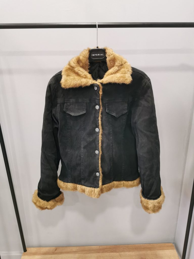 Giubbotto donna tgL in velluto interno e polsini in pelliccia