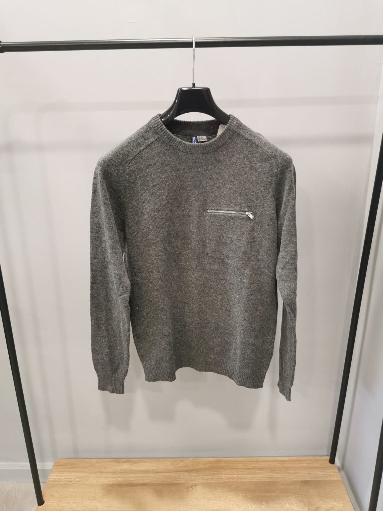 Maglia girocollo taschino anteriore con zip tgS