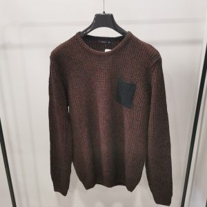 Maglia girocollo Twisted tgXL bordeaux e nero con taschino nero 100% cotone