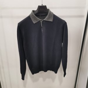 Maglia Polo con bottoni tgM colletto a righe grigio e blu