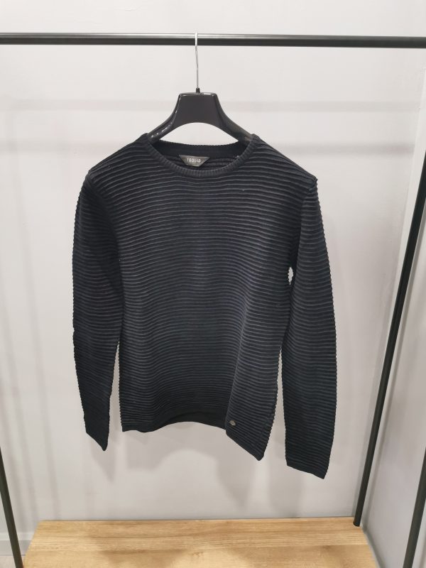 Maglia girocollo tgM a righe Stone Wash blu