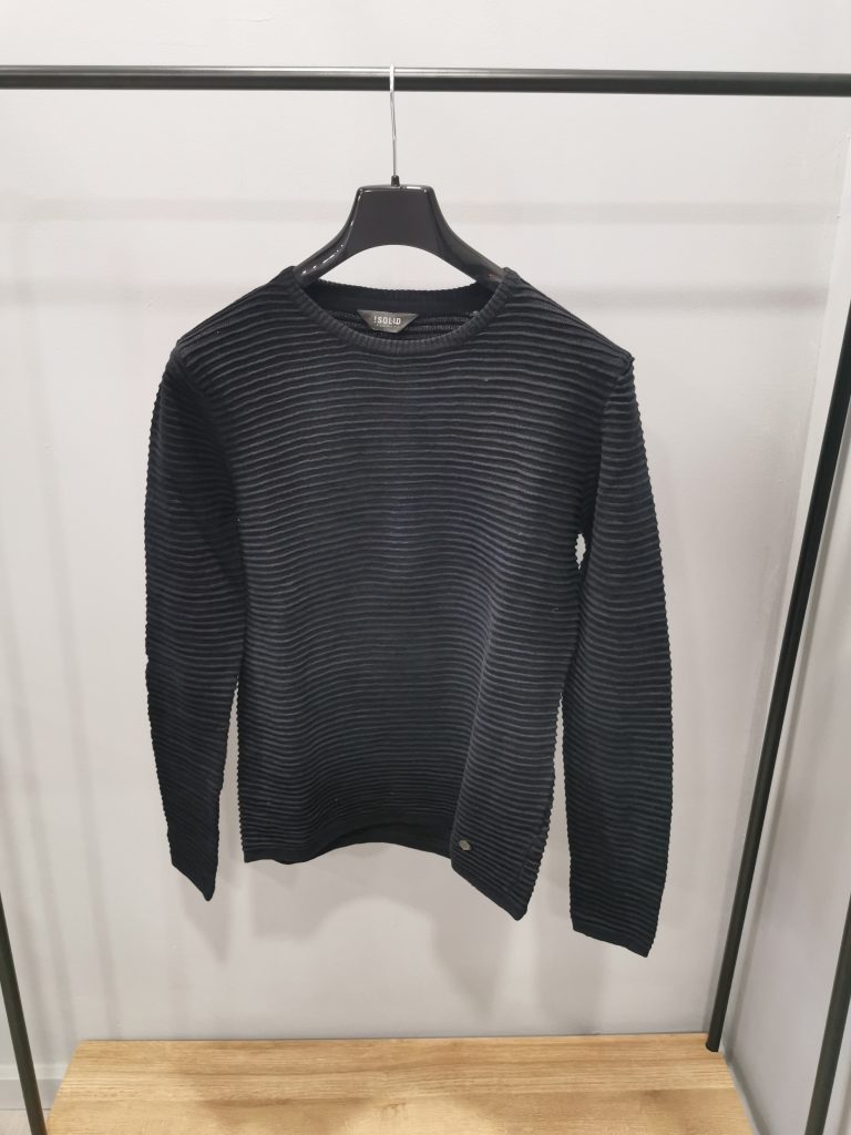 Maglia girocollo tgM a righe Stone Wash blu